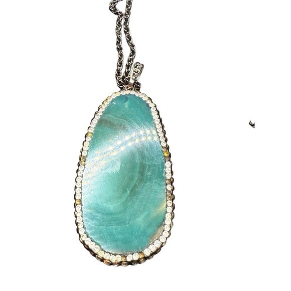 Anthropolgie Green Stone Long Necklace - Picture 3 of 6
